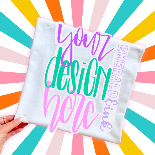 Youth Folded White T-Shirt Retro Stripes Background Digital Mock-up