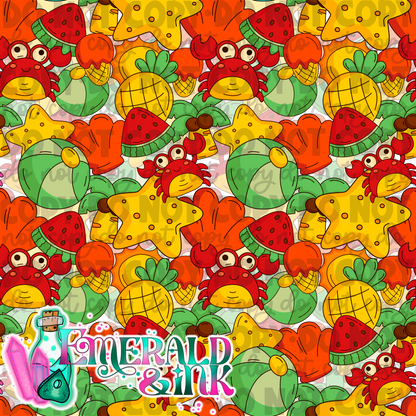 Crabby Summer (red) Seamless DIGITAL