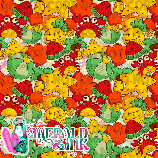 Crabby Summer (red) Seamless DIGITAL