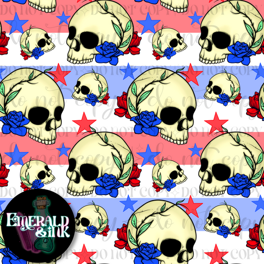 Patriotic Skulls Seamless DIGITAL