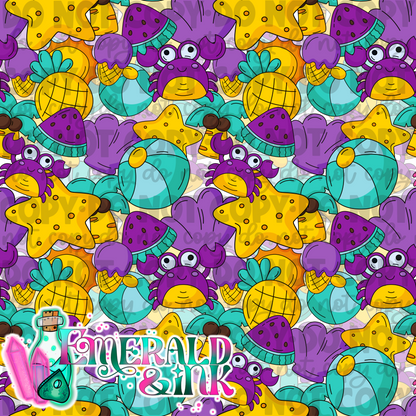 Crabby Summer (purple) Seamless DIGITAL