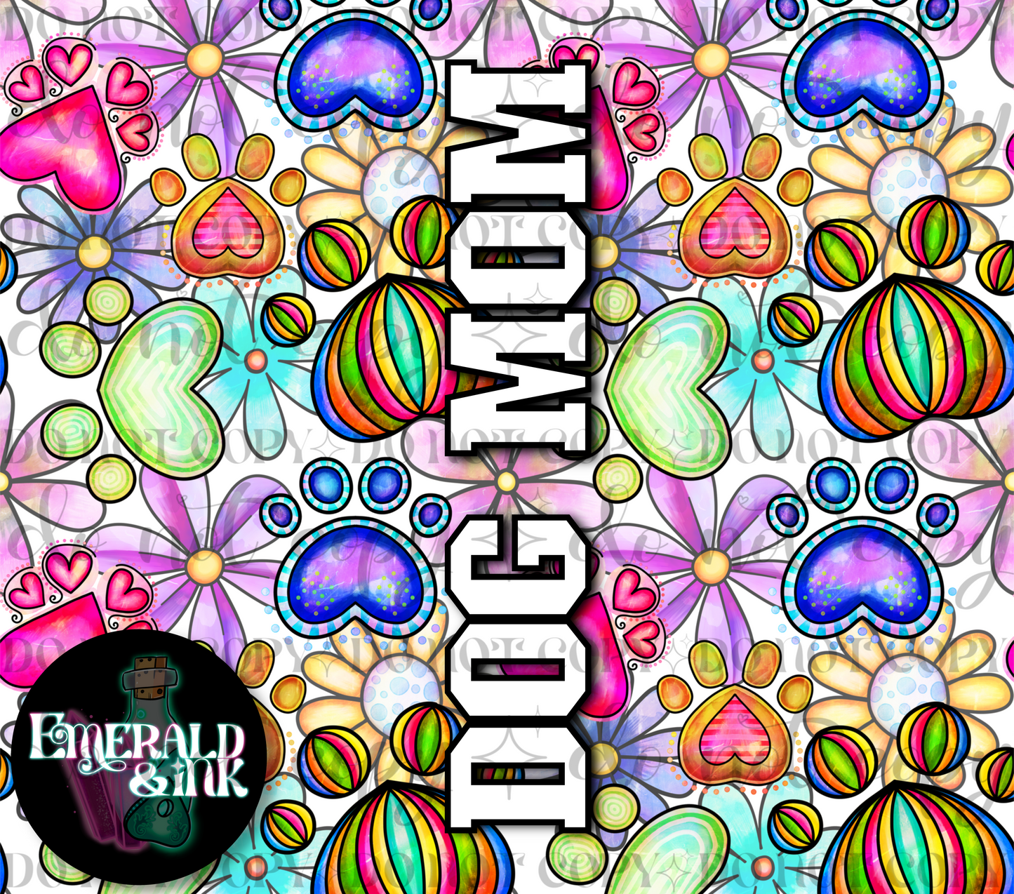 Dog Mom Paw Print Seamless 20oz Tumbler DIGITAL